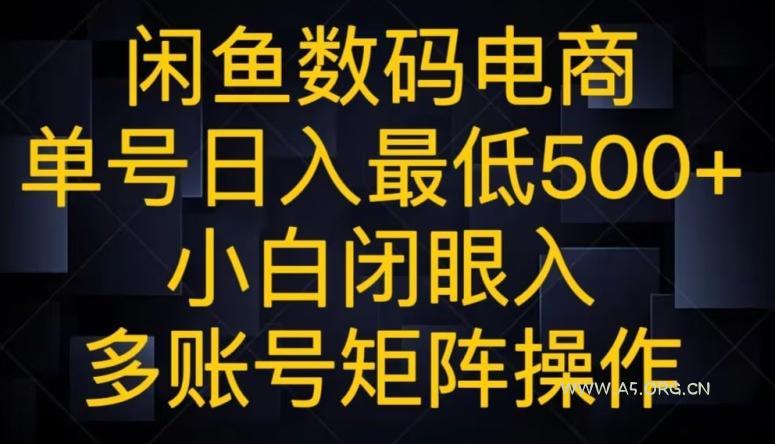 闲鱼数码电商，单号日入最低500+，小白闭眼入，多账号矩阵操作