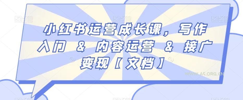 小红书运营成长课，写作入门&内容运营&接广变现【文档】