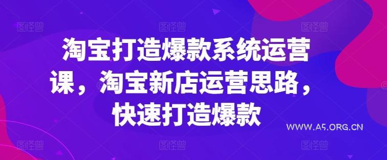 淘宝打造爆款系统运营课，淘宝新店运营思路，快速打造爆款