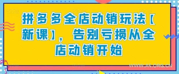 拼多多全店动销玩法【新课】，告别亏损从全店动销开始