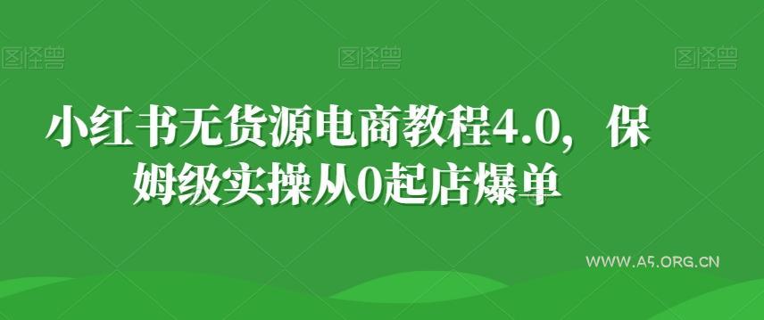 小红书无货源电商教程4.0，保姆级实操从0起店爆单【拆解】