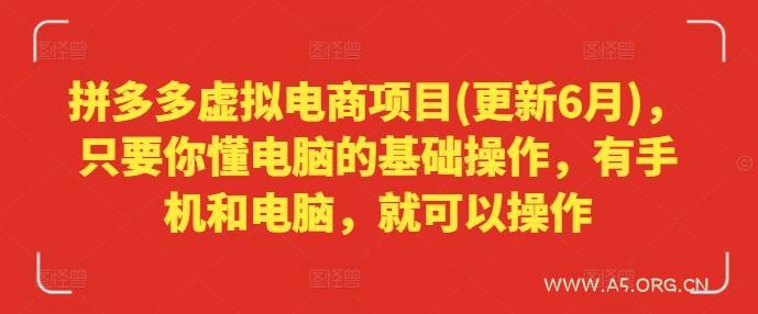 拼多多虚拟电商项目(更新6月),只要你懂电脑的基础操作,有手机和电脑,就可以操作