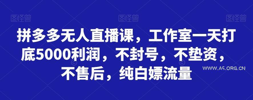 拼多多无人直播课,工作室一天打底5000利润,不封号,不垫资,不售后,纯白嫖流量