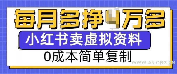 小红书虚拟资料项目,0成本简单复制,每个月多挣1W【揭秘】