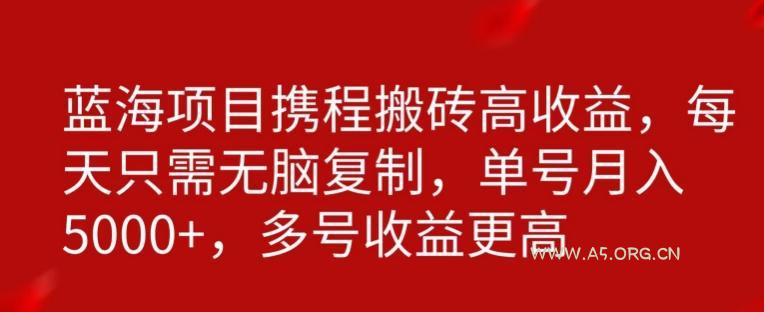 携程搬砖项目，只需每天无脑复制，月入5000+