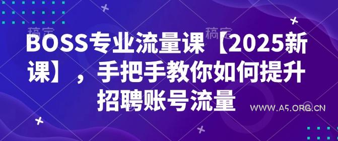 BOSS专业流量课【2025新课】,手把手教你如何提升招聘账号流量