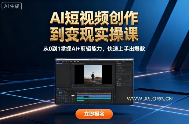 AI短视频创作到变现实操课，从0到1掌握AI+剪辑能力，快速上手出爆款（更新10月）