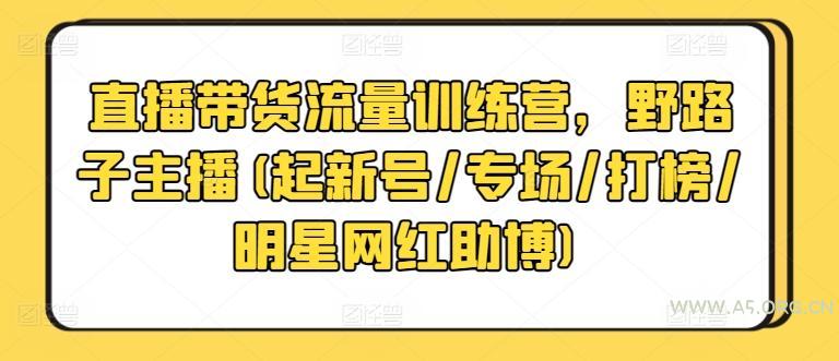 直播带货流量训练营，野路子主播(起新号/专场/打榜/明星网红助博)