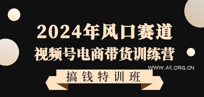 2024年风口赛道视频号电商带货训练营搞钱特训班,带领大家快速入局自媒体电商带货
