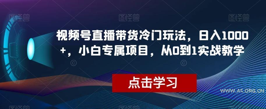 视频号直播带货冷门玩法，日入1000+，小白专属项目，从0到1实战教学【揭秘】