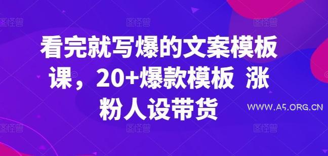 看完就写爆的文案模板课，20+爆款模板&nbsp; 涨粉人设带货