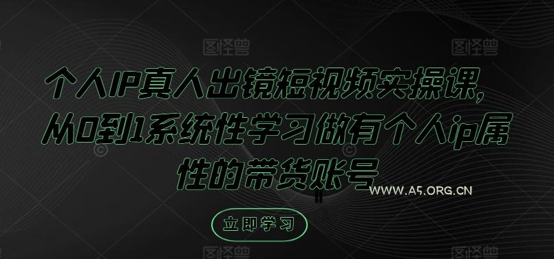 个人IP真人出镜短视频实操课，从0到1系统性学习做有个人ip属性的带货账号