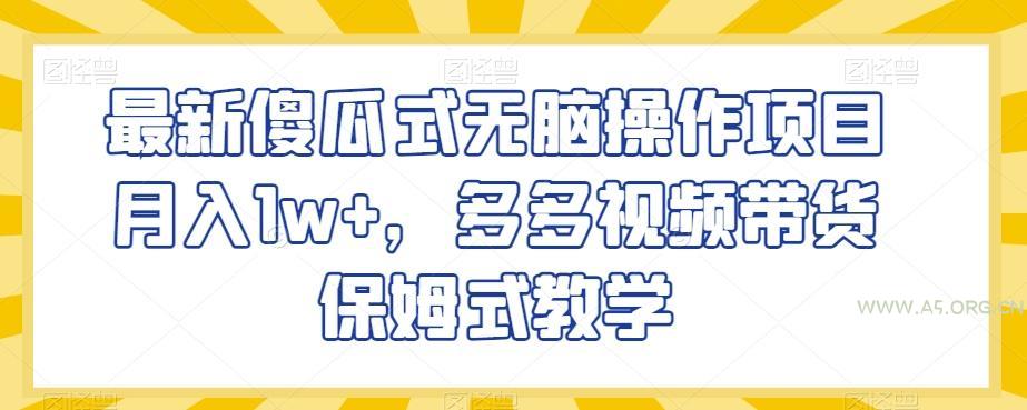 最新傻瓜式无脑操作项目月入1w+，多多视频带货保姆式教学【揭秘】