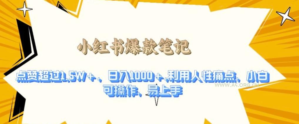 利用人性的痛点,打造爆款笔记,获得点赞超过1.5W+,日入1k【揭秘】
