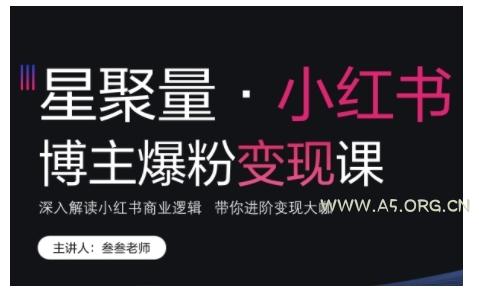 小红书博主爆粉变现课，深入解读小红书商业逻辑，带你进阶变现大咖