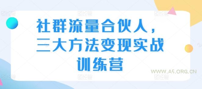 社群流量合伙人,三大方法变现实战训练营
