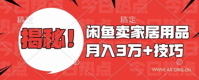 闲鱼卖家居用品月入过W+最新技巧闲鱼最新零基础教学,新手当天上手【揭秘】