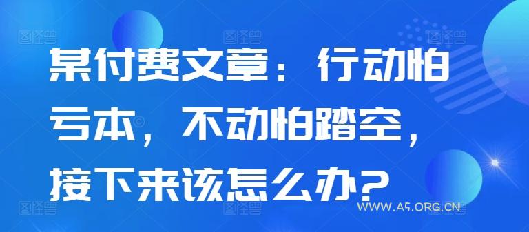 某付费文章：行动怕亏本，不动怕踏空，接下来该怎么办?