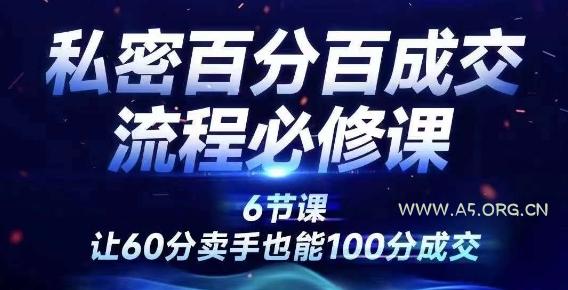 私密百分百成交流程线上训练营,绝对成交,让60分卖手也能100分成交