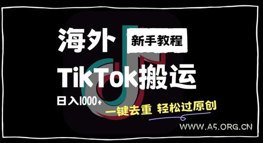 2024最新海外TikTok搬运玩法,一键去重轻松过原创,新手无经验也能日入1k【揭秘】