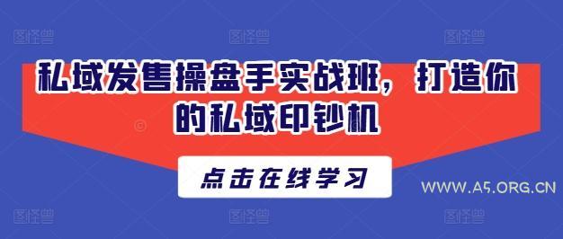 私域发售操盘手实战班,打造你的私域印钞机