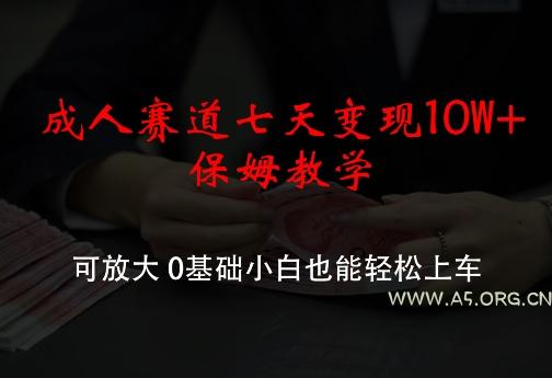成人赛道七天变现10W+保姆教学，可放大，0基础小白也能轻松上车【揭秘】
