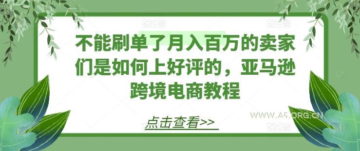 不能刷单了月入百万的卖家们是如何上好评的，亚马逊跨境电商教程