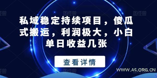 私域稳定持续项目，傻瓜式搬运，利润极大，小白单日收益几张【揭秘】