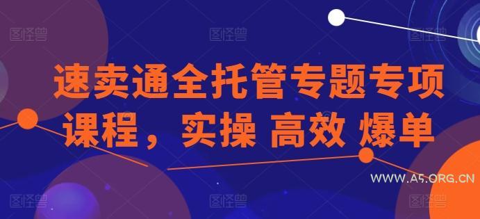 速卖通全托管专题专项课程，实操 高效 爆单