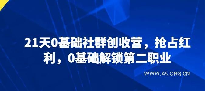 21天0基础社群创收营，抢占红利，0基础解锁第二职业