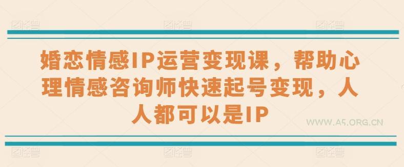 婚恋情感IP运营变现课,帮助心理情感咨询师快速起号变现,人人都可以是IP