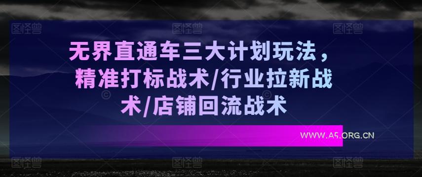无界直通车三大计划玩法，精准打标战术/行业拉新战术/店铺回流战术
