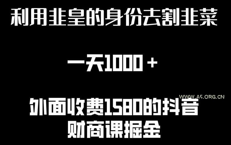 利用非皇的身份去割韭菜，一天1000+(附详细资源)【揭秘】