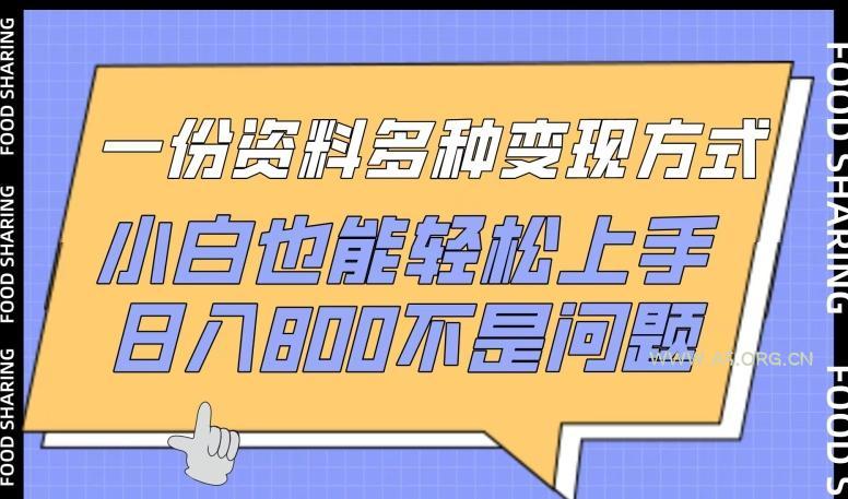 一份资料多种变现方式，小白也能轻松上手，日入800不是问题【揭秘】