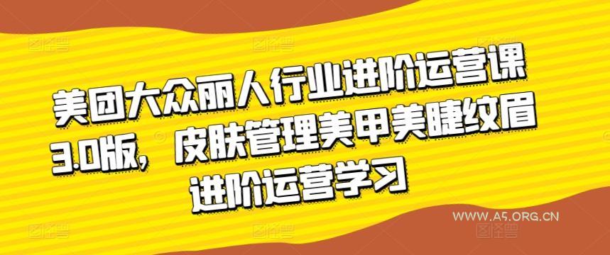 美团大众丽人行业进阶运营课3.0版，皮肤管理美甲美睫纹眉进阶运营学习