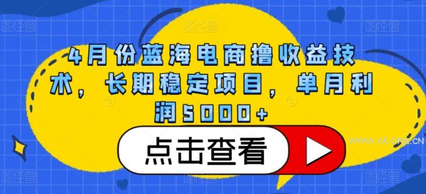 4月份蓝海电商撸收益技术，长期稳定项目，单月利润5000+【揭秘】