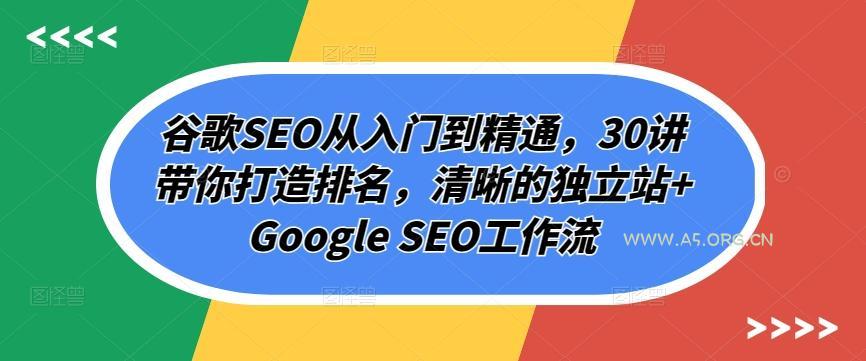 谷歌SEO从入门到精通，30讲带你打造排名，清晰的独立站+Google SEO工作流