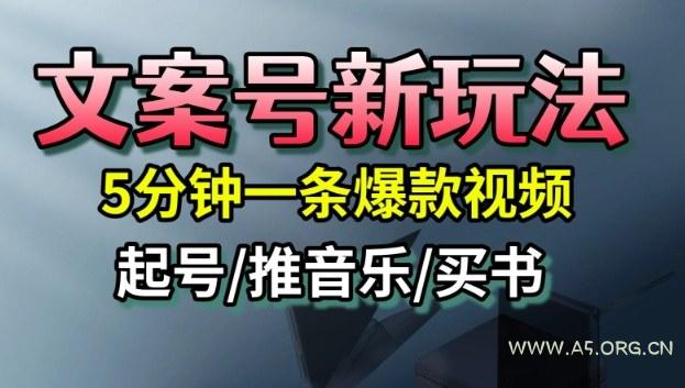 文案号新玩法，5分钟一条爆款视频，流量高，起号快，多方位变现