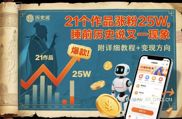 21个作品涨粉25W，睡前历史说又一现象级AI内容大爆款来啦，附详细教程+变现方向