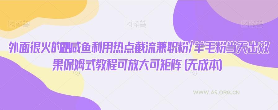 外面很火的2024咸鱼利用热点截流兼职粉/羊毛粉当天出效果保姆式教程可放大可矩阵(无成本)