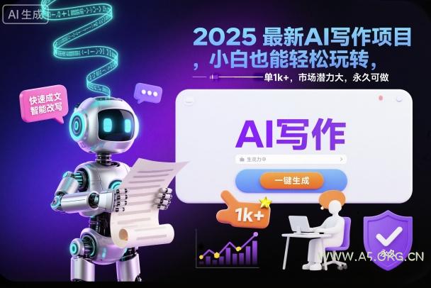 2025最新AI写作项目，小白也能轻松玩转，一单1k+，市场潜力大，永久可做