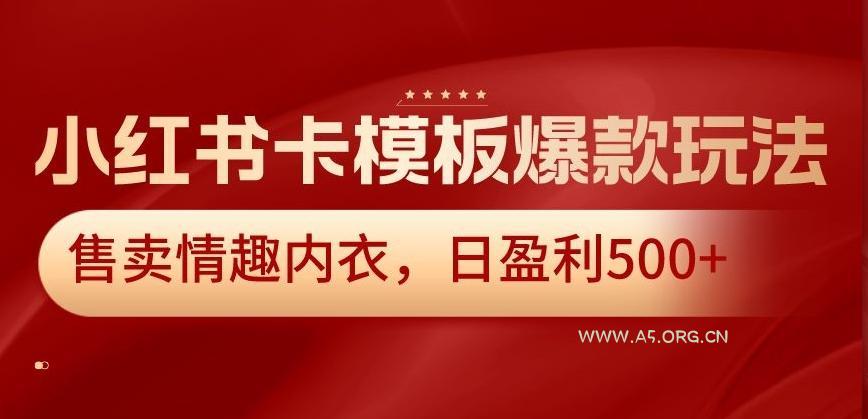 小红书卡模板爆款玩法，售卖情趣内衣，日盈利500+【揭秘】