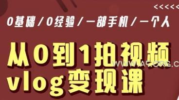 从0到1拍视频vlog变现课，5分钟每天，每月多赚1W