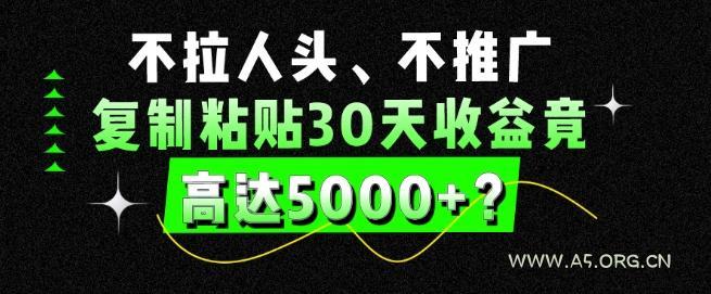 不拉人头、不推广,复制粘贴30天收益竟高达5000+?