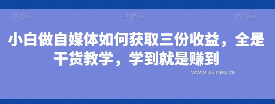 小白做自媒体如何获取三份收益，全是干货教学，学到就是赚到