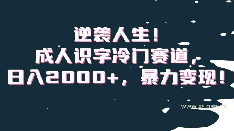 逆袭人生!成人识字冷门赛道,日入2000+,暴力变现!【揭秘】