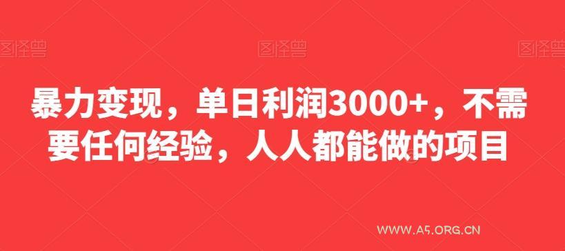 暴力变现,单日利润3000+,不需要任何经验,人人都能做的项目