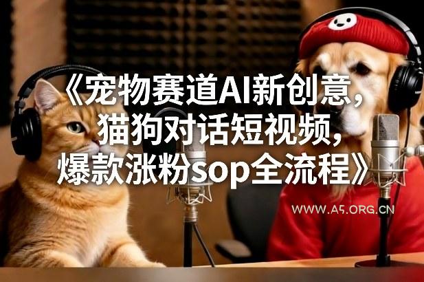 宠物赛道AI新创意，猫狗对话短视频，爆款涨粉sop全流程-小红泡