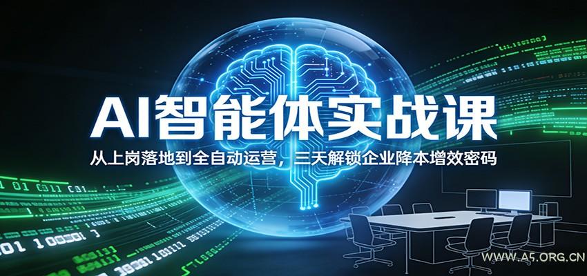 AI智能体实战课：从上岗落地到全自动运营，三天解锁企业降本增效密码-小红泡