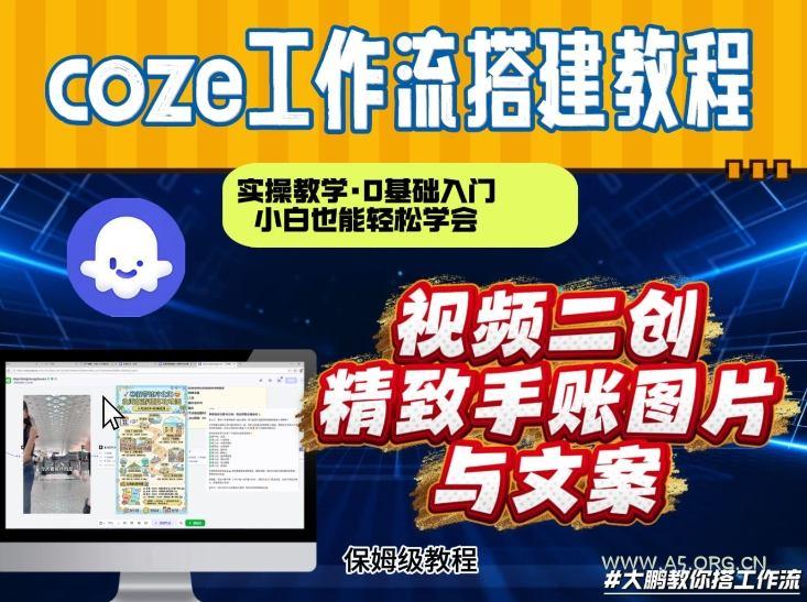 通过Coze工作流，抖音视频一键二创，内容转图片，实操教学，小白也可以学会，搭建自己的AI智能体-小红泡